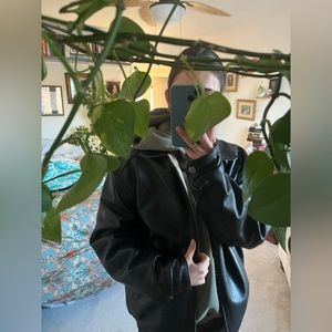 Vintage Oversized Bomber Leather Jacket